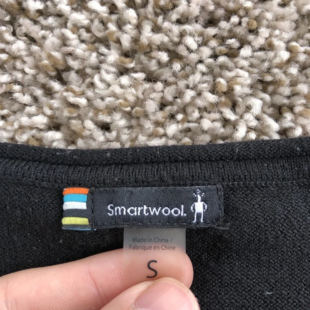 Smartwool Shadow Pine Colorblock Merino Wool Blend Sweater Womens Small Blk/Gray
